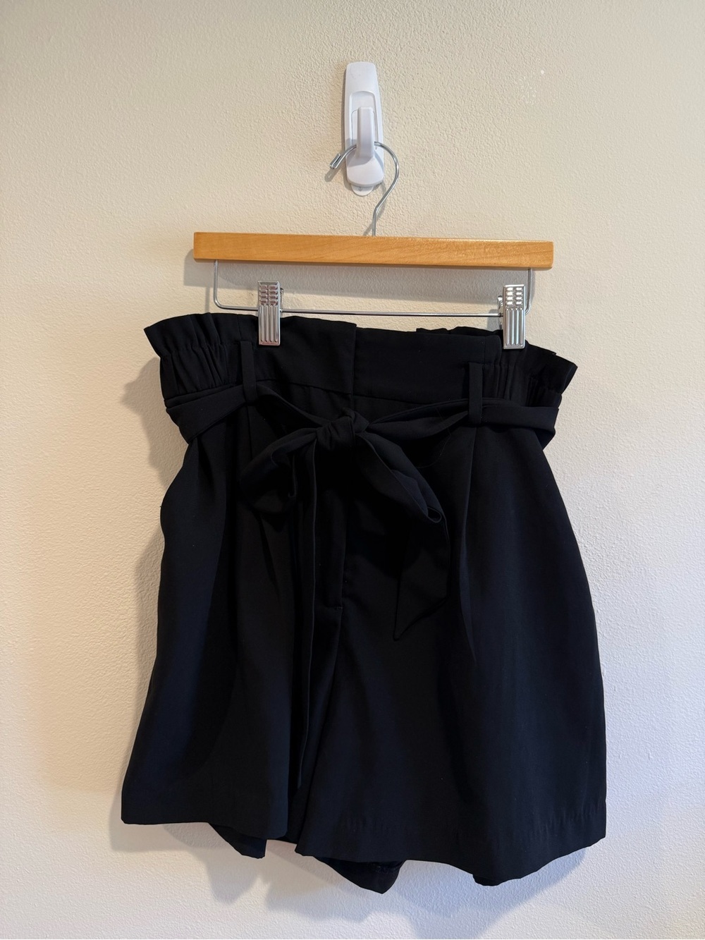 H&M Black Paperbag High Waist Shorts with Tie